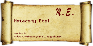 Matecsny Etel névjegykártya